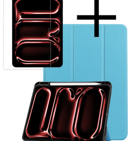 NoXx NoXx iPad Pro 2024 (11 inch) Hoesje Met Uitsparing Apple Pencil Met Screenprotector - Lichtblauw