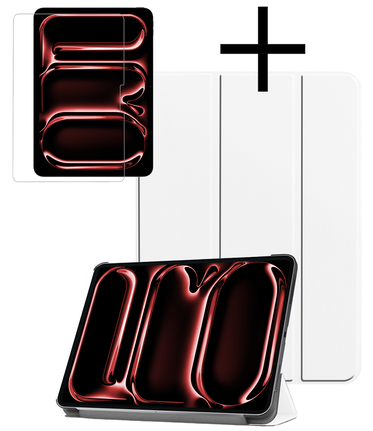 NoXx Hoesje Geschikt voor iPad Pro 2024 (11 inch) Hoesje Case Hard Cover Hoes Book Case Met Screenprotector - Wit