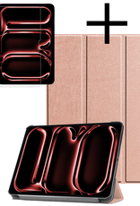 NoXx Hoesje Geschikt voor iPad Pro 2024 (11 inch) Hoesje Case Hard Cover Hoes Book Case Met Screenprotector - Rosé goud
