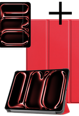NoXx Hoesje Geschikt voor iPad Pro 2024 (11 inch) Hoesje Case Hard Cover Hoes Book Case Met Screenprotector - Rood