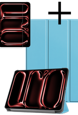 NoXx Hoesje Geschikt voor iPad Pro 2024 (11 inch) Hoesje Case Hard Cover Hoes Book Case Met Screenprotector - Lichtblauw