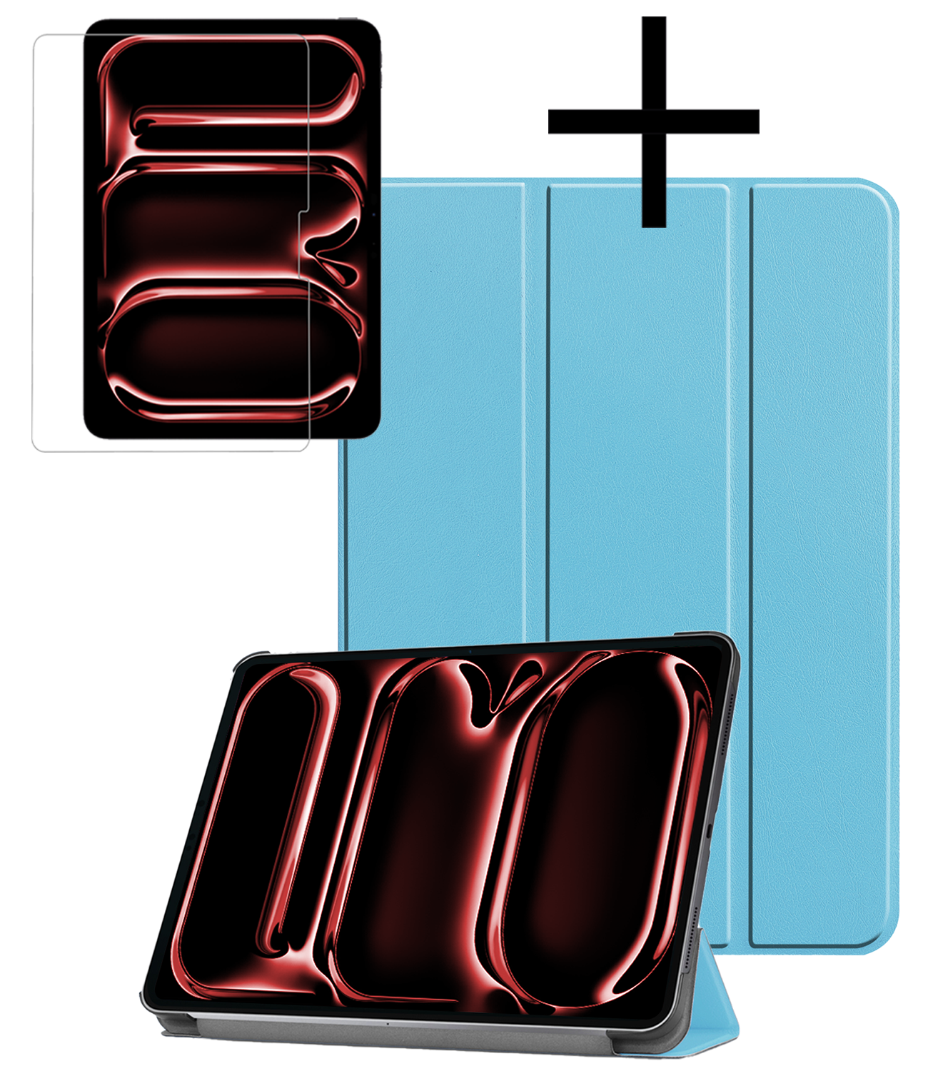 NoXx Hoesje Geschikt voor iPad Pro 2024 (11 inch) Hoesje Case Hard Cover Hoes Book Case Met Screenprotector - Lichtblauw
