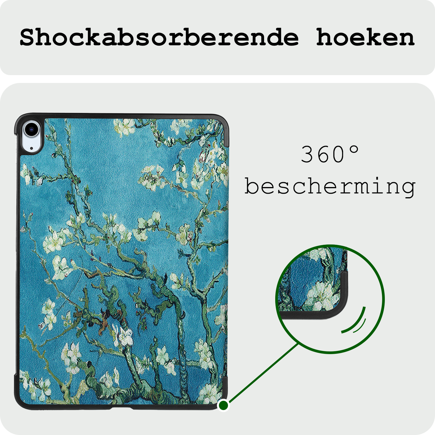 BASEY. Hoesje Geschikt voor iPad Air 6 (11 inch) Hoes Case Tablet Hoesje Tri-fold Met Screenprotector - Hoes Geschikt voor iPad Air 2024 (11 inch) Hoesje Hard Cover Bookcase Hoes - Bloesem