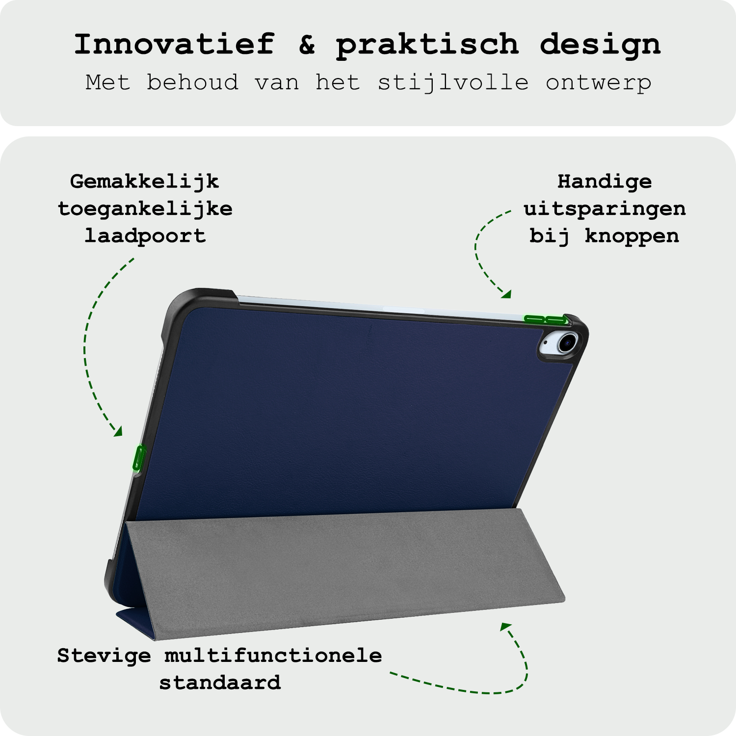 BASEY. Hoesje Geschikt voor iPad Air 6 (11 inch) Hoes Case Tablet Hoesje Tri-fold Met Screenprotector - Hoes Geschikt voor iPad Air 2024 (11 inch) Hoesje Hard Cover Bookcase Hoes - Donkerblauw