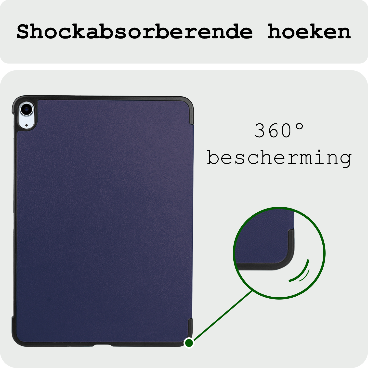 BASEY. Hoesje Geschikt voor iPad Air 6 (11 inch) Hoes Case Tablet Hoesje Tri-fold Met Screenprotector - Hoes Geschikt voor iPad Air 2024 (11 inch) Hoesje Hard Cover Bookcase Hoes - Donkerblauw