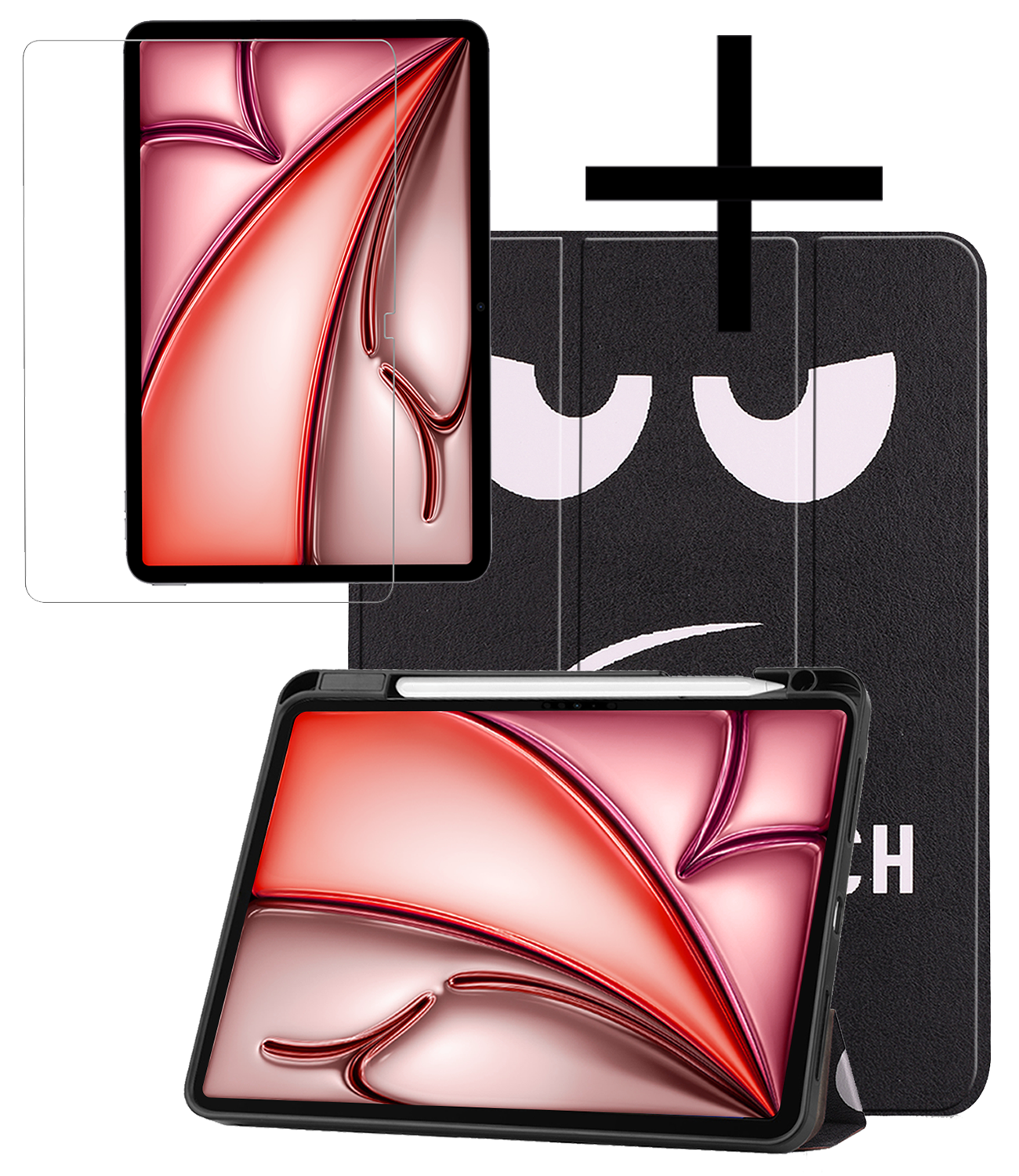 NoXx Hoesje Geschikt voor iPad Air 6 (13 inch) Hoesje Case Hard Cover Hoes Book Case Met Uitsparing Geschikt voor Apple Pencil Met Screenprotector - Don't Touch Me