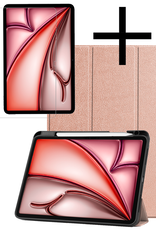 NoXx Hoesje Geschikt voor iPad Air 6 (13 inch) Hoesje Case Hard Cover Hoes Book Case Met Uitsparing Geschikt voor Apple Pencil Met Screenprotector - Rosé goud