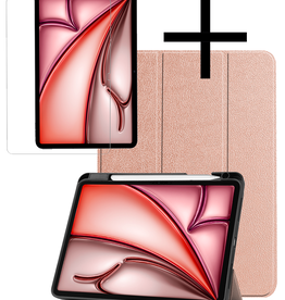 NoXx NoXx iPad Air 6 (13 inch) Hoesje Met Uitsparing Apple Pencil Met Screenprotector - Rose Goud