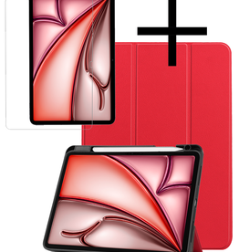 NoXx NoXx iPad Air 6 (13 inch) Hoesje Met Uitsparing Apple Pencil Met Screenprotector - Rood
