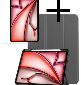 NoXx NoXx iPad Air 6 (13 inch) Hoesje Met Uitsparing Apple Pencil Met Screenprotector - Grijs