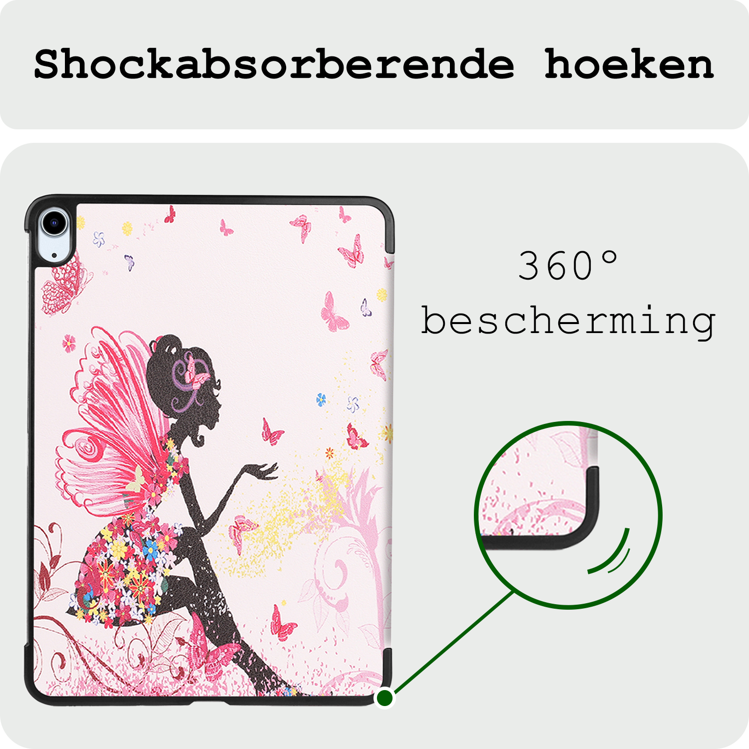 BASEY. Hoesje Geschikt voor iPad Air 6 (11 inch) Hoes Case Tablet Hoesje Tri-fold Met Screenprotector - Hoes Geschikt voor iPad Air 2024 (11 inch) Hoesje Hard Cover Bookcase Hoes - Elfje