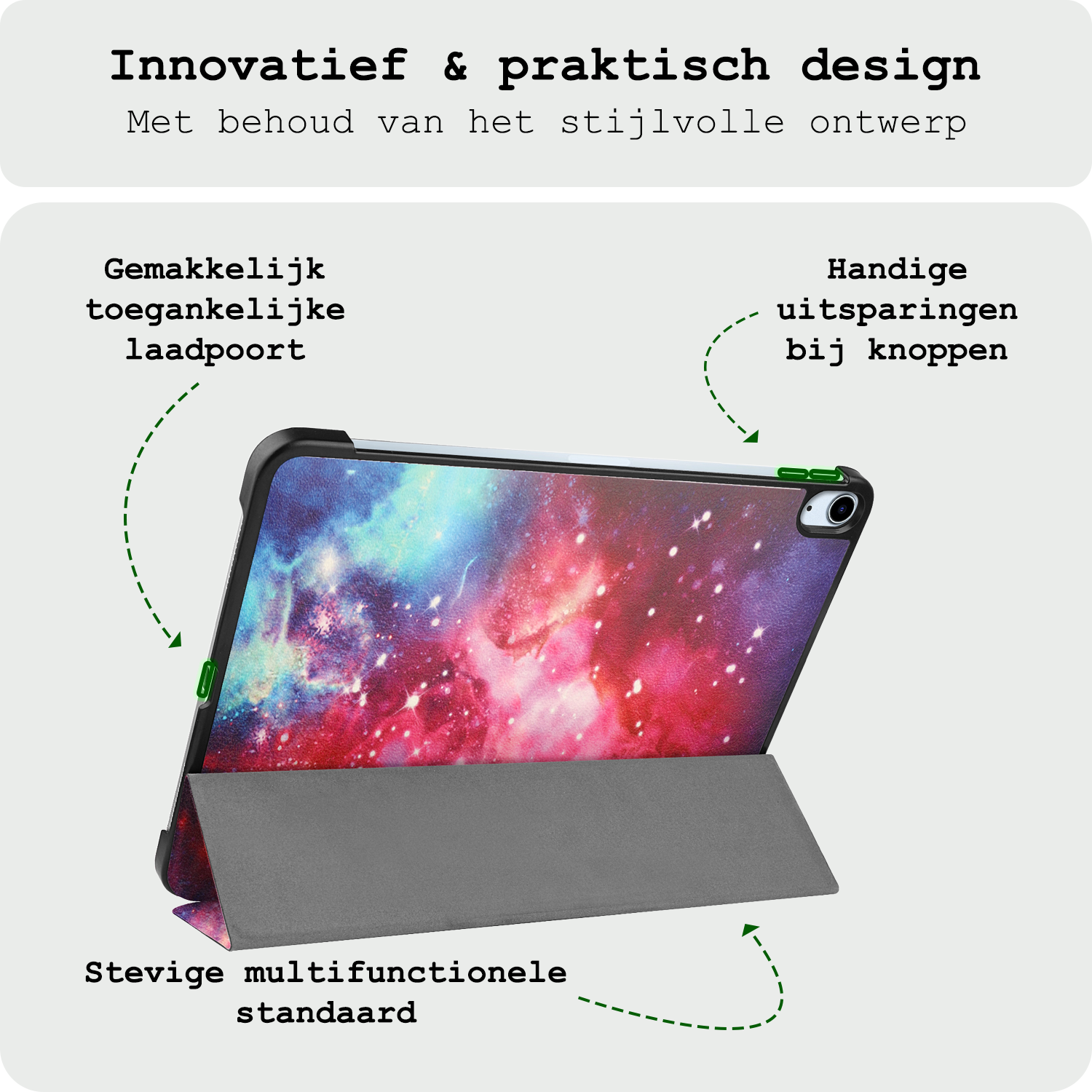 BASEY. Hoesje Geschikt voor iPad Air 6 (11 inch) Hoes Case Tablet Hoesje Tri-fold Met Screenprotector - Hoes Geschikt voor iPad Air 2024 (11 inch) Hoesje Hard Cover Bookcase Hoes - Galaxy