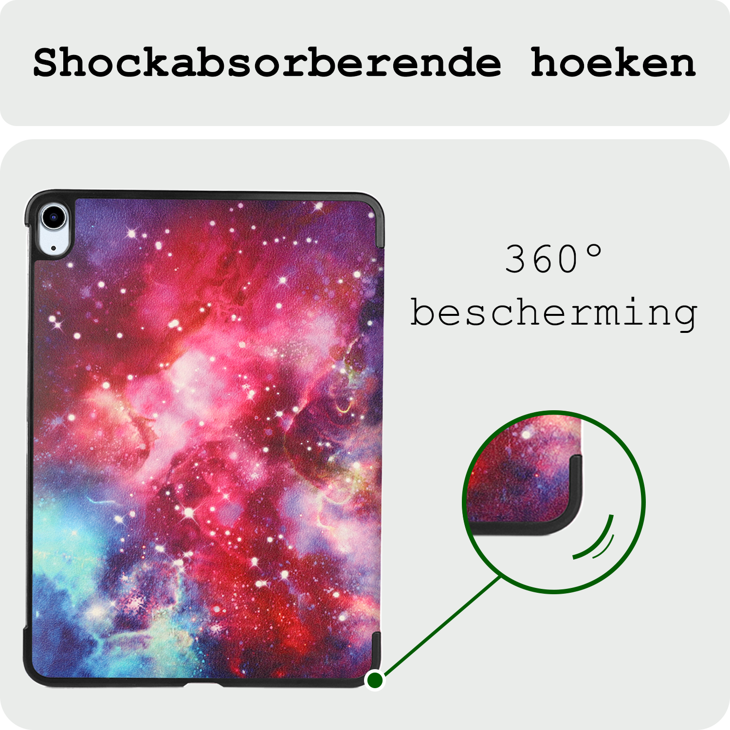 BASEY. Hoesje Geschikt voor iPad Air 6 (11 inch) Hoes Case Tablet Hoesje Tri-fold Met Screenprotector - Hoes Geschikt voor iPad Air 2024 (11 inch) Hoesje Hard Cover Bookcase Hoes - Galaxy