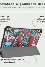 BASEY. Hoesje Geschikt voor iPad Air 6 (11 inch) Hoes Case Tablet Hoesje Tri-fold Met Screenprotector - Hoes Geschikt voor iPad Air 2024 (11 inch) Hoesje Hard Cover Bookcase Hoes - Graffity