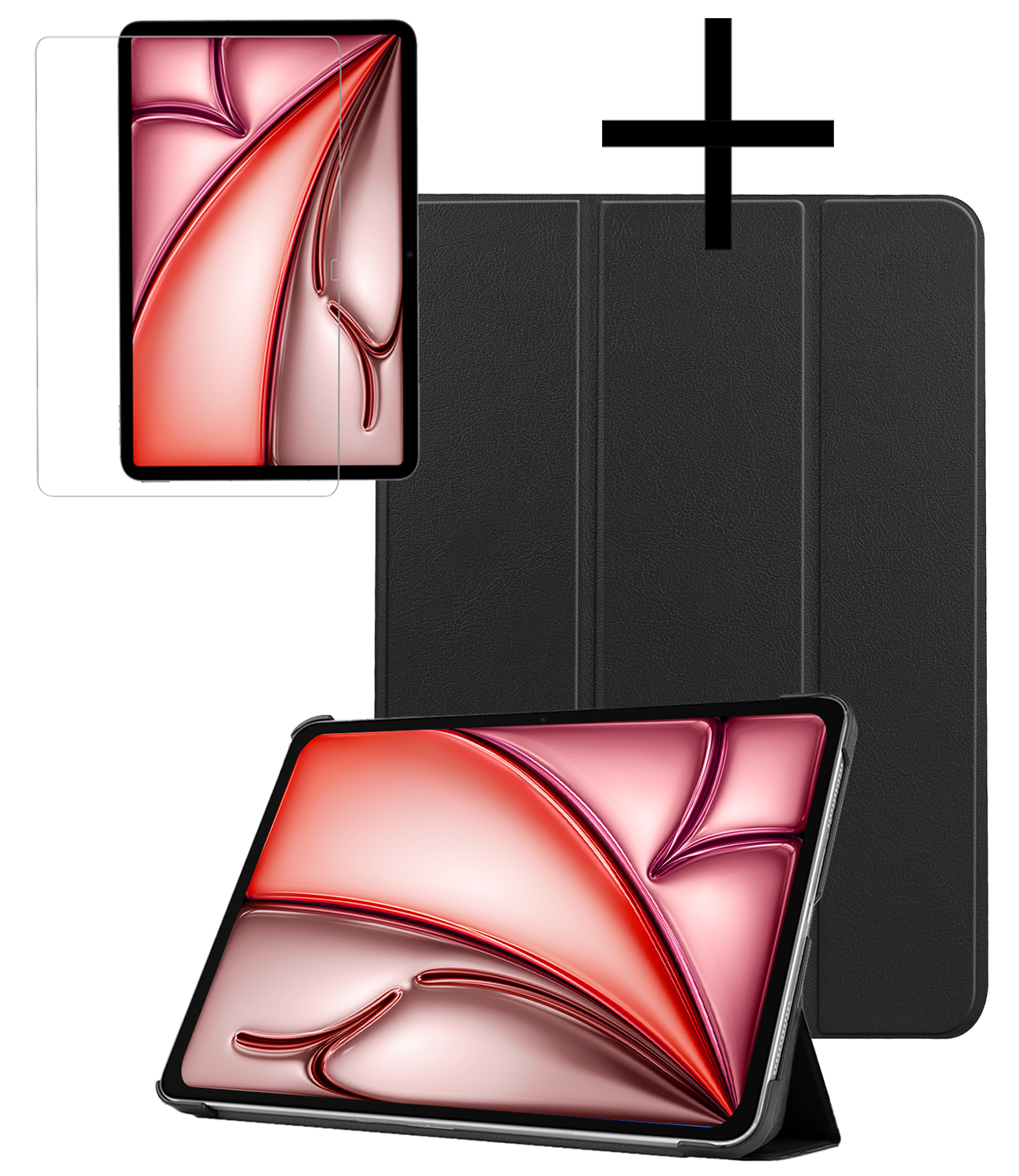 NoXx Hoesje Geschikt voor iPad Air 6 (13 inch) Hoesje Case Hard Cover Hoes Book Case Met Screenprotector - Zwart