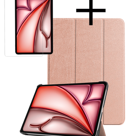 NoXx NoXx iPad Air 6 (13 inch) Hoesje Met Screenprotector - Rose Goud