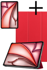 NoXx Hoesje Geschikt voor iPad Air 6 (13 inch) Hoesje Case Hard Cover Hoes Book Case Met Screenprotector - Rood