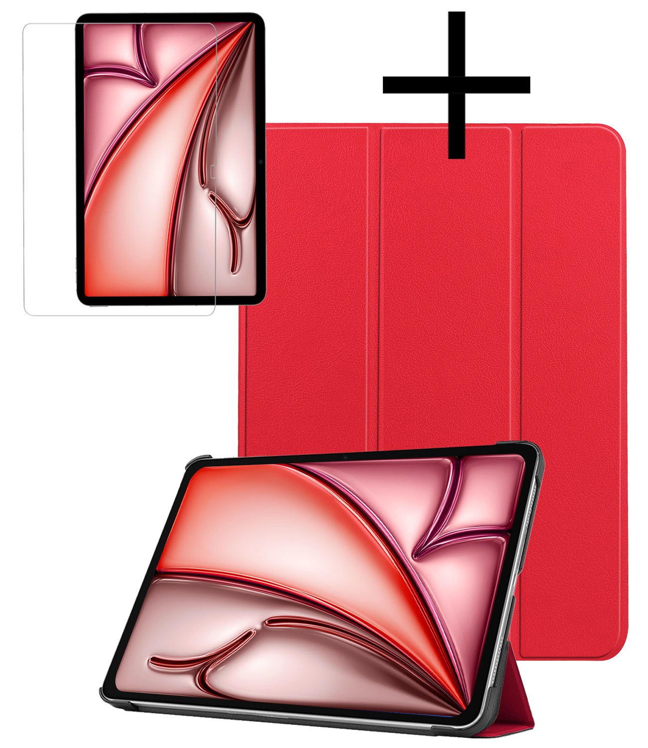 NoXx Hoesje Geschikt voor iPad Air 6 (13 inch) Hoesje Case Hard Cover Hoes Book Case Met Screenprotector - Rood