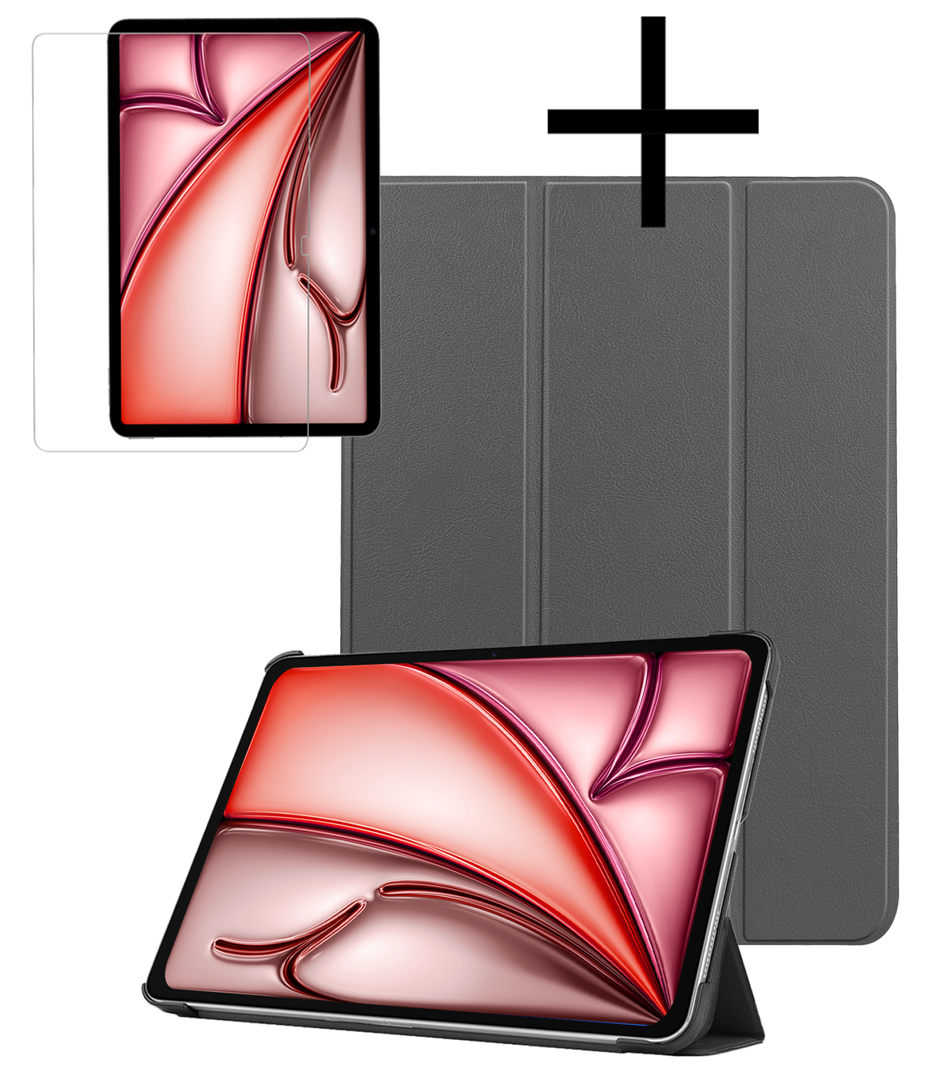 NoXx Hoesje Geschikt voor iPad Air 6 (13 inch) Hoesje Case Hard Cover Hoes Book Case Met Screenprotector - Grijs