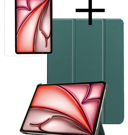 NoXx NoXx iPad Air 6 (13 inch) Hoesje Met Screenprotector - Donkergroen