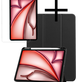 NoXx NoXx iPad Air 6 (11 inch) Hoesje Met Uitsparing Apple Pencil Met Screenprotector - Zwart