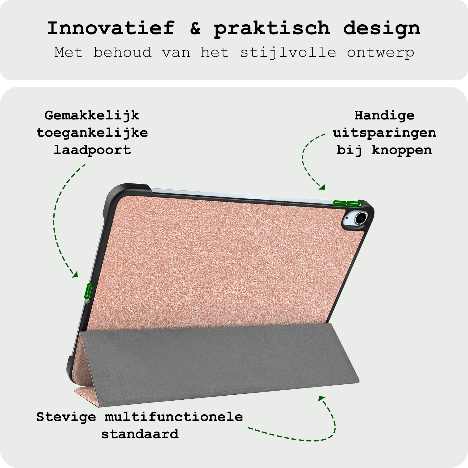 BASEY. Hoesje Geschikt voor iPad Air 6 (13 inch) Hoes Case Tablet Hoesje Tri-fold Met Screenprotector - Hoes Geschikt voor iPad Air 2024 (13 inch) Hoesje Hard Cover Bookcase Hoes - Rosé goud