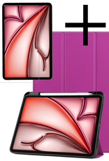 NoXx Hoesje Geschikt voor iPad Air 6 (11 inch) Hoesje Case Hard Cover Hoes Book Case Met Uitsparing Geschikt voor Apple Pencil Met Screenprotector - Paars