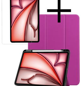 NoXx NoXx iPad Air 6 (11 inch) Hoesje Met Uitsparing Apple Pencil Met Screenprotector - Paars