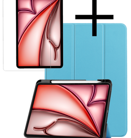 NoXx NoXx iPad Air 6 (11 inch) Hoesje Met Uitsparing Apple Pencil Met Screenprotector - Lichtblauw