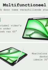 BASEY. Hoesje Geschikt voor iPad Air 6 (13 inch) Hoes Case Tablet Hoesje Tri-fold Met Uitsparing Geschikt voor Apple Pencil Met Screenprotector - Hoes Geschikt voor iPad Air 2024 (13 inch) Hoesje Hard Cover Bookcase Hoes - Donkerblauw