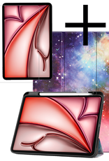 NoXx Hoesje Geschikt voor iPad Air 6 (11 inch) Hoesje Case Hard Cover Hoes Book Case Met Uitsparing Geschikt voor Apple Pencil Met Screenprotector - Galaxy