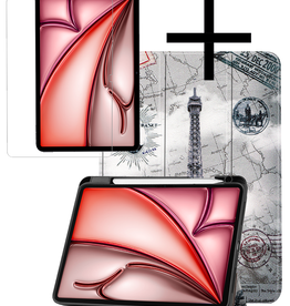 NoXx NoXx iPad Air 6 (11 inch) Hoesje Met Uitsparing Apple Pencil Met Screenprotector - Eiffeltoren