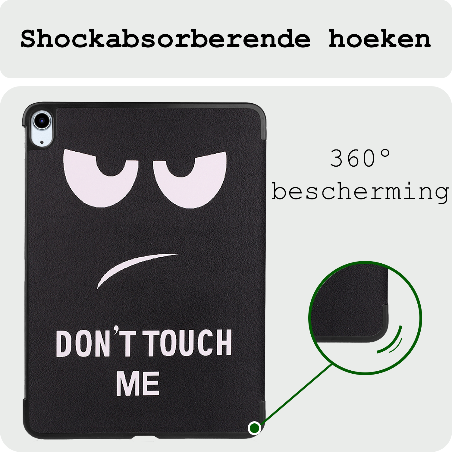BASEY. Hoesje Geschikt voor iPad Air 6 (13 inch) Hoes Case Tablet Hoesje Tri-fold Met Uitsparing Geschikt voor Apple Pencil Met Screenprotector - Hoes Geschikt voor iPad Air 2024 (13 inch) Hoesje Hard Cover Bookcase Hoes - Don't Touch Me