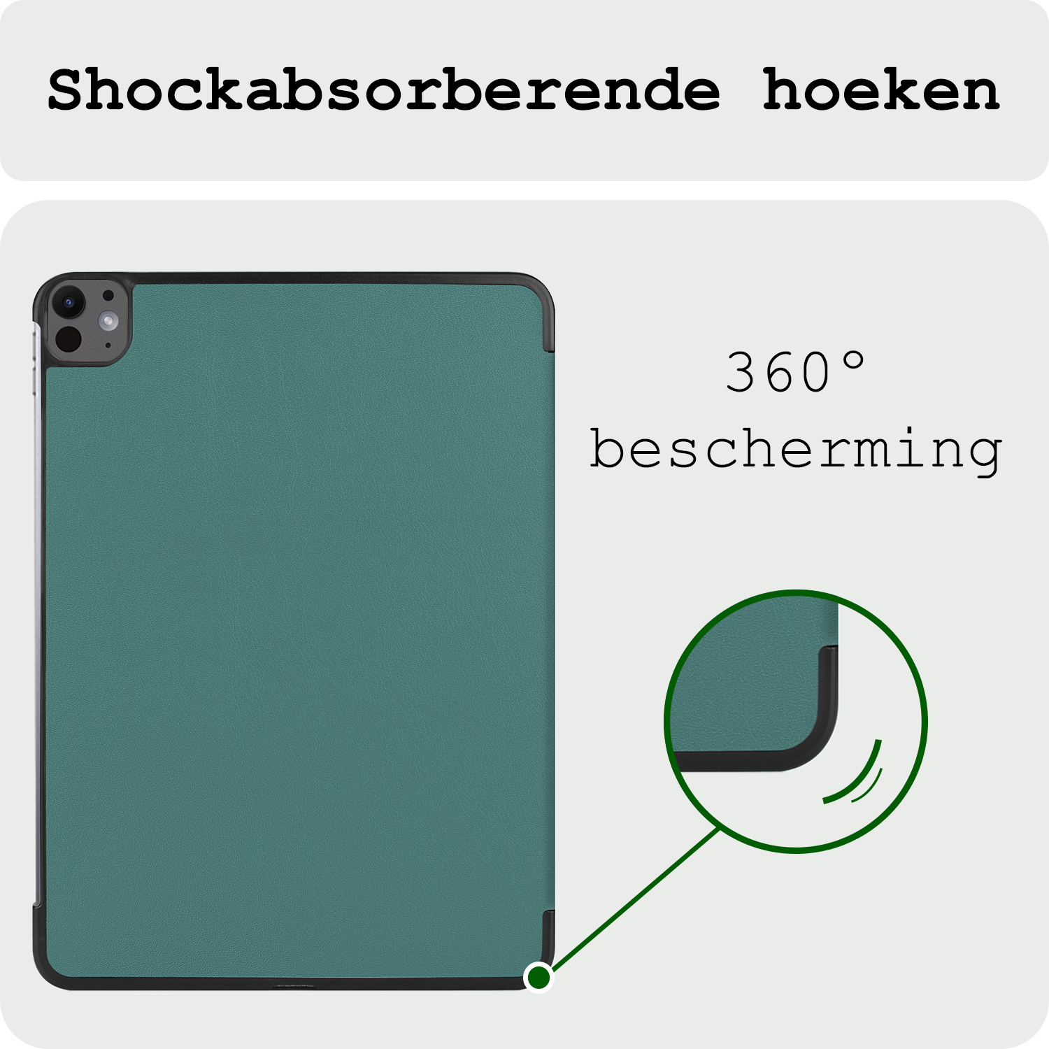 BASEY. Hoesje Geschikt voor iPad Pro 2024 (11 inch) Hoes Case Tablet Hoesje Tri-fold Met Screenprotector - Hoes Geschikt voor iPad Pro 2024 11 inch (7e generatie) Hoesje Hard Cover Bookcase Hoes - Donkergroen