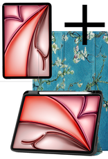 NoXx Hoesje Geschikt voor iPad Air 6 (11 inch) Hoesje Case Hard Cover Hoes Book Case Met Uitsparing Geschikt voor Apple Pencil Met Screenprotector - Bloesem