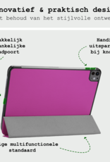 BASEY. Hoesje Geschikt voor iPad Pro 2024 (11 inch) Hoes Case Tablet Hoesje Tri-fold Met Screenprotector - Hoes Geschikt voor iPad Pro 2024 11 inch (7e generatie) Hoesje Hard Cover Bookcase Hoes - Paars