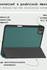 BASEY. Hoesje Geschikt voor iPad Pro 2024 (11 inch) Hoes Case Tablet Hoesje Tri-fold Met Uitsparing Geschikt voor Apple Pencil Met Screenprotector - Hoes Geschikt voor iPad Pro 2024 11 inch (7e generatie) Hoesje Hard Cover Bookcase Hoes - Donkergroen