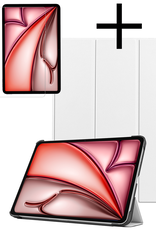 NoXx Hoesje Geschikt voor iPad Air 6 (11 inch) Hoesje Case Hard Cover Hoes Book Case Met Screenprotector - Wit