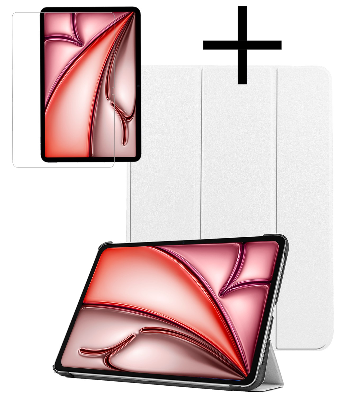 NoXx Hoesje Geschikt voor iPad Air 6 (11 inch) Hoesje Case Hard Cover Hoes Book Case Met Screenprotector - Wit