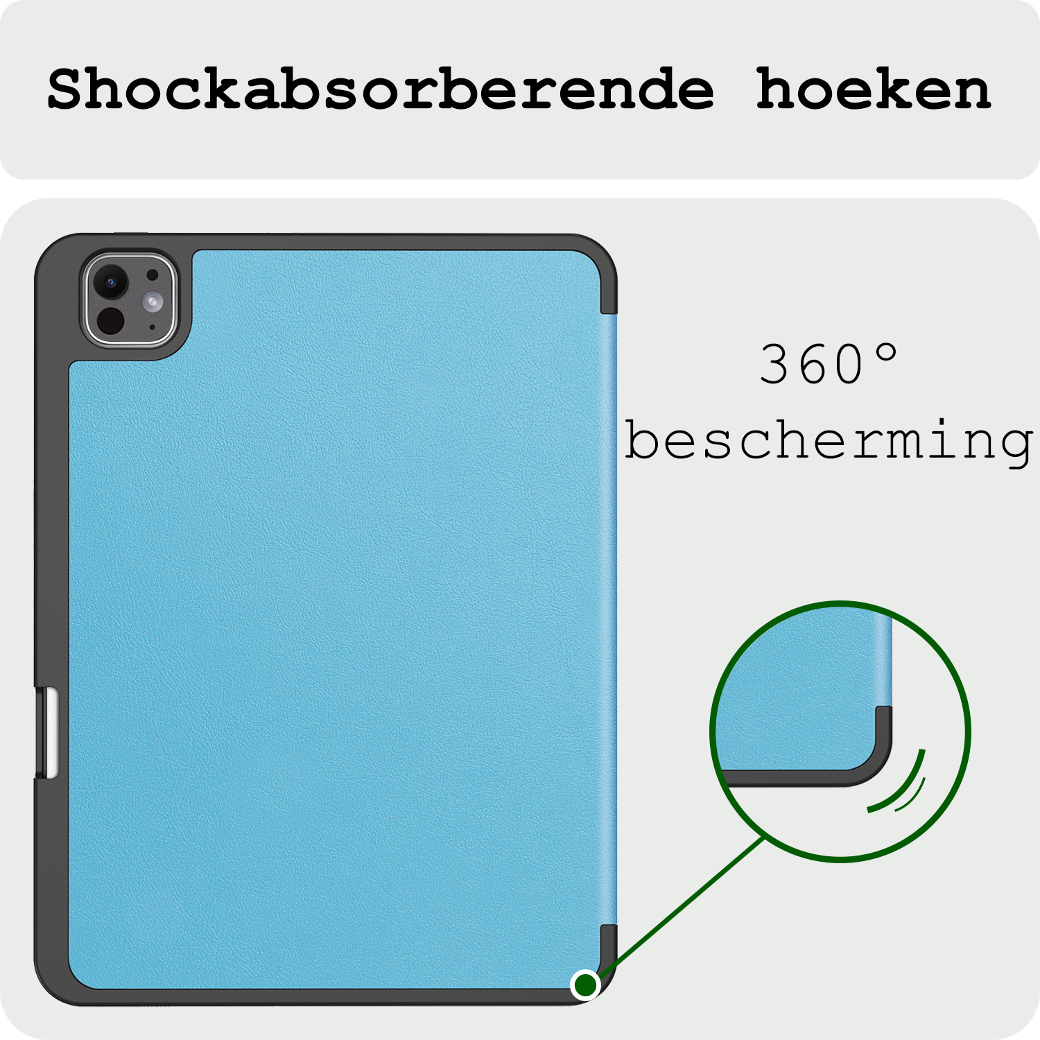 BASEY. Hoesje Geschikt voor iPad Pro 2024 (11 inch) Hoes Case Tablet Hoesje Tri-fold Met Uitsparing Geschikt voor Apple Pencil Met Screenprotector - Hoes Geschikt voor iPad Pro 2024 11 inch (7e generatie) Hoesje Hard Cover Bookcase Hoes - Lichtblauw