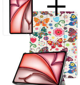 NoXx NoXx iPad Air 6 (11 inch) Hoesje Met Screenprotector - Vlinders