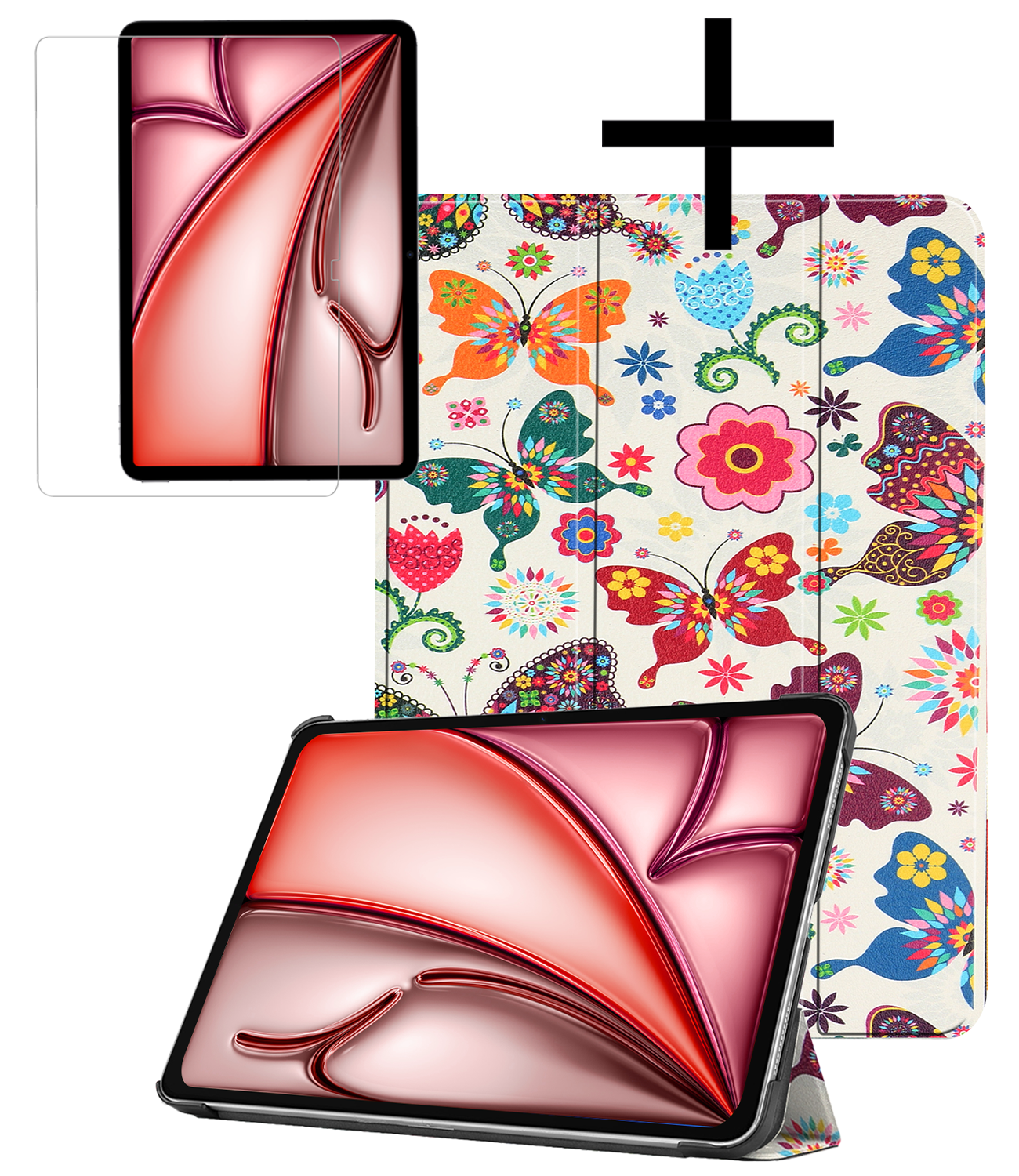 NoXx iPad Air 2024 Hoes Book Case Met Screenprotector - iPad Air 6 (11 inch) Hoesje Cover Case - Vlinders
