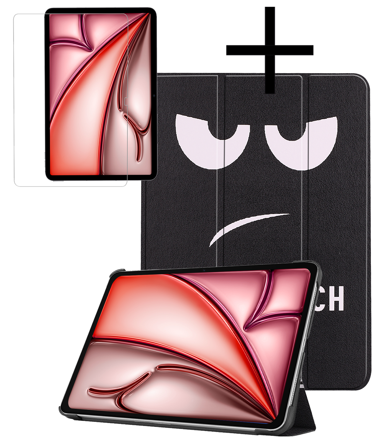 NoXx Hoesje Geschikt voor iPad Air 6 (11 inch) Hoesje Case Hard Cover Hoes Book Case Met Screenprotector - Don't Touch Me