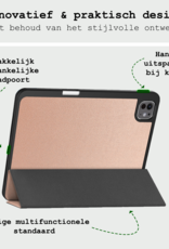 BASEY. Hoesje Geschikt voor iPad Pro 2024 (11 inch) Hoes Case Tablet Hoesje Tri-fold Met Uitsparing Geschikt voor Apple Pencil Met Screenprotector - Hoes Geschikt voor iPad Pro 2024 11 inch (7e generatie) Hoesje Hard Cover Bookcase Hoes - Rosé goud