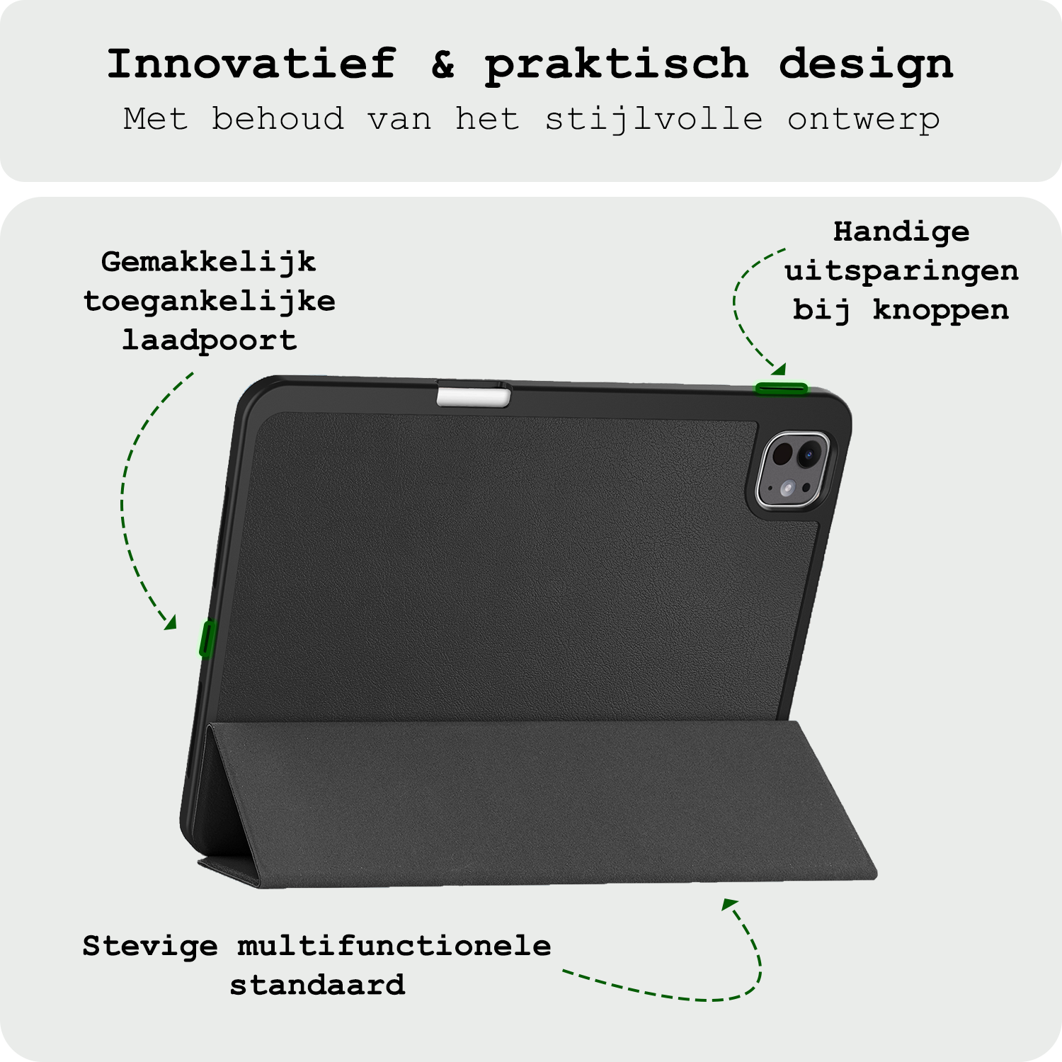 BASEY. Hoesje Geschikt voor iPad Pro 2024 (11 inch) Hoes Case Tablet Hoesje Tri-fold Met Uitsparing Geschikt voor Apple Pencil Met Screenprotector - Hoes Geschikt voor iPad Pro 2024 11 inch (7e generatie) Hoesje Hard Cover Bookcase Hoes - Zwart