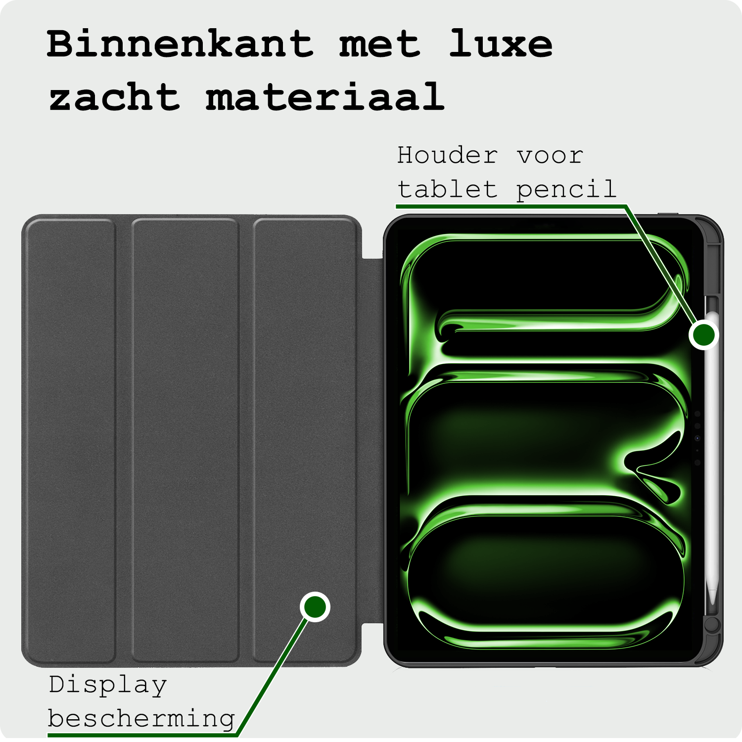 BASEY. Hoesje Geschikt voor iPad Pro 2024 (11 inch) Hoes Case Tablet Hoesje Tri-fold Met Uitsparing Geschikt voor Apple Pencil Met Screenprotector - Hoes Geschikt voor iPad Pro 2024 11 inch (7e generatie) Hoesje Hard Cover Bookcase Hoes - Zwart