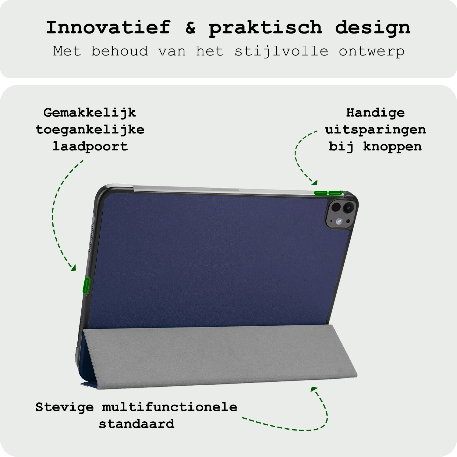 BASEY. Hoesje Geschikt voor iPad Pro 2024 (13 inch) Hoes Case Tablet Hoesje Tri-fold Met Screenprotector - Hoes Geschikt voor iPad Pro 2024 13 inch (7e generatie) Hoesje Hard Cover Bookcase Hoes - Donkerblauw