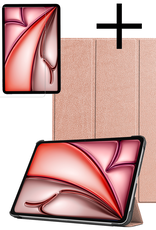 NoXx Hoesje Geschikt voor iPad Air 6 (11 inch) Hoesje Case Hard Cover Hoes Book Case Met Screenprotector - Rosé goud