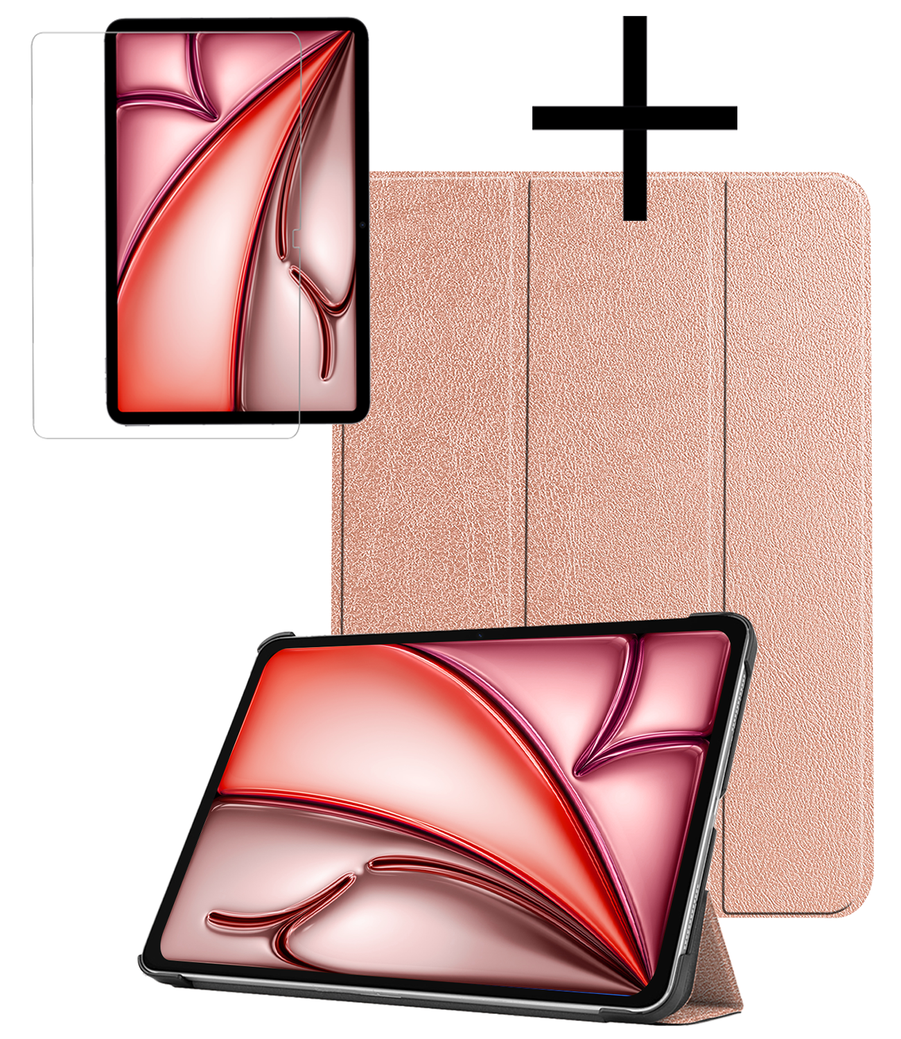 NoXx Hoesje Geschikt voor iPad Air 6 (11 inch) Hoesje Case Hard Cover Hoes Book Case Met Screenprotector - Rosé goud