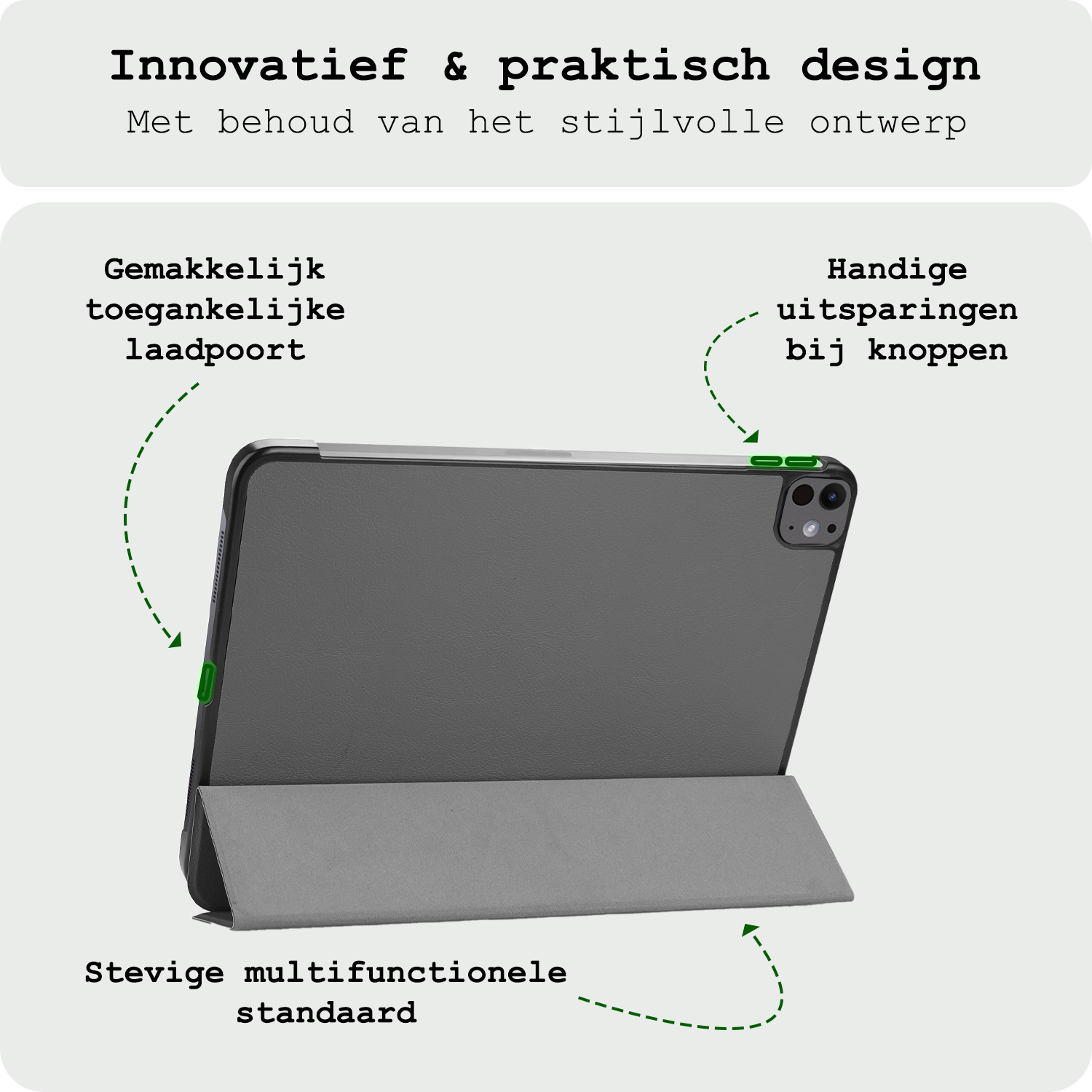BASEY. Hoesje Geschikt voor iPad Pro 2024 (13 inch) Hoes Case Tablet Hoesje Tri-fold Met Screenprotector - Hoes Geschikt voor iPad Pro 2024 13 inch (7e generatie) Hoesje Hard Cover Bookcase Hoes - Grijs